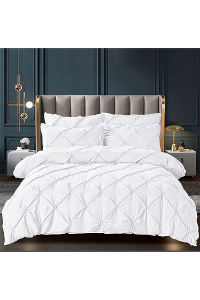JOJO Double Bed Linen, Cotton With Pleats, 6 Pieces, Home, 230x250cm, White