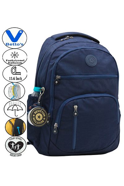 Harmela 1710 Water Resistant School Backpack Unisex Daily School Bag Dark Navy Blue