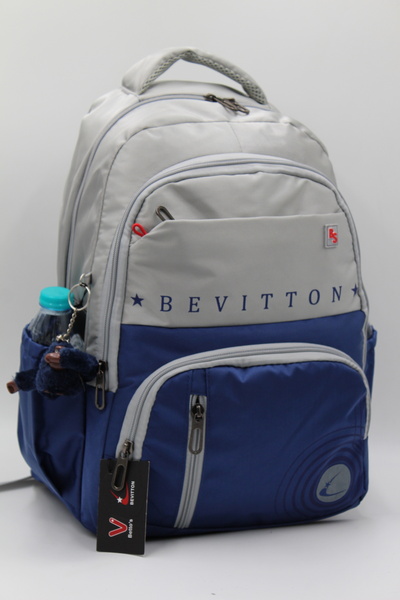 Harmela 34400 Water Resistant Casual Backpack Unisex School Bag Grey-Navy Blue