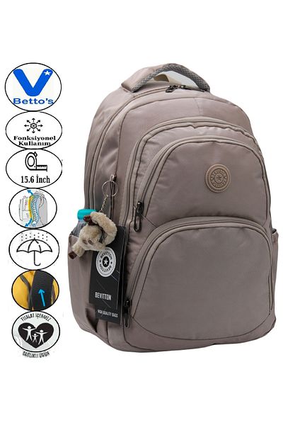 Harmela 34600 Water Resistant Daily School Backpack Unisex School Bag Mink