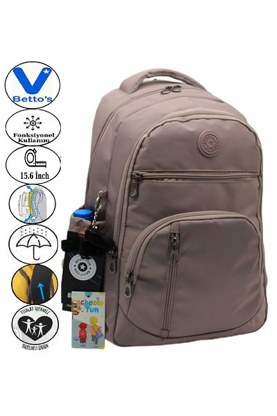 Harmela 1710 Water Resistant School Backpack Unisex Daily School Bag Mink
