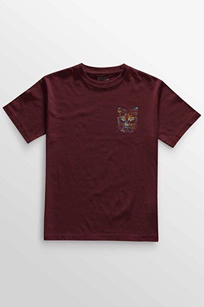 Kretas Unisex bordo T-shirt boja slatka mačka šarena minijaturna mačka minima...