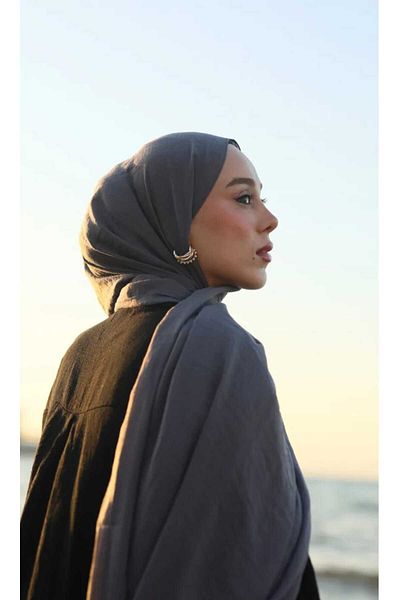 Modakaşmir Neo Cotton Shawl Dark Gray Color