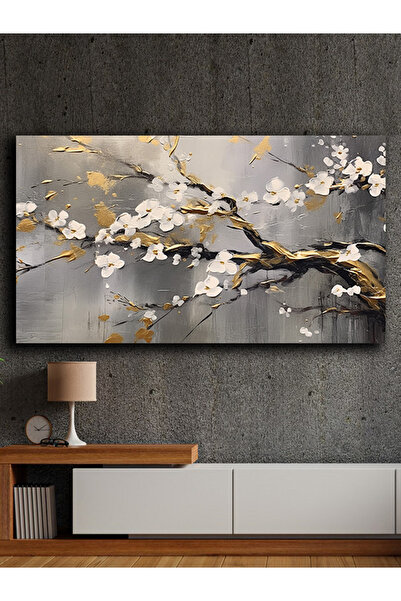 Şehzat Tekli Yatay Soyut Yağlı Boya Görünümlü Dekoratif Kanvas Duvar Tablosu