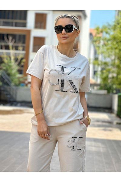 Kokoşum Butik 4607 Πέτρινη αθλητική φόρμα Μπεζ