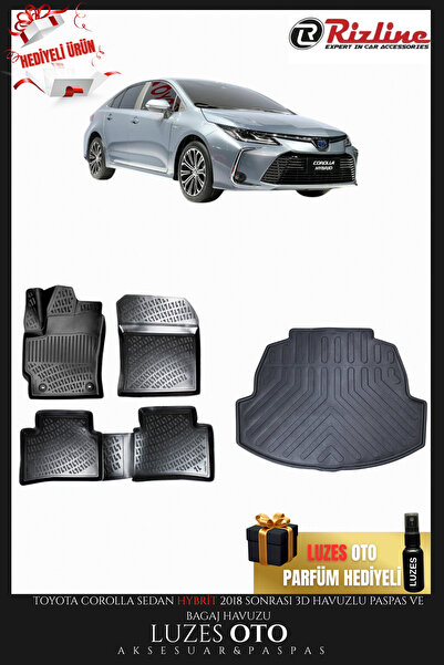 Rizline Toyota Corolla Sedan Hybrid 3D Havuzlu Paspas ve Bagaj Havuzu 2018-20...