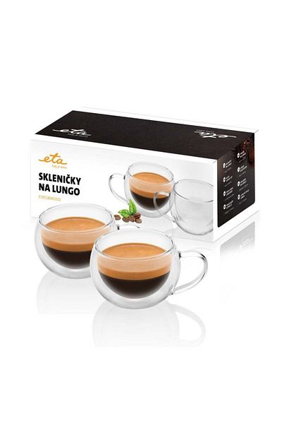 ETA Set 2 Cesti Pentru Espresso Lung 5180 91010, 160 Ml, Pereti Dubli Din Sticla Borosilicata