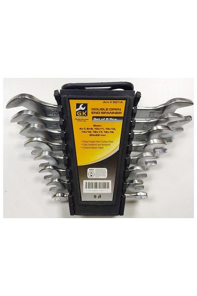 GK TOOLS 8-Piece Fork Mouth Wrench Set Flat Wrench 6x22 Mm