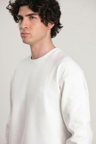 GMG FIRENZE Fırenze Ecru Men's Sweatshirt - Crew Neck, GU23MFW08018