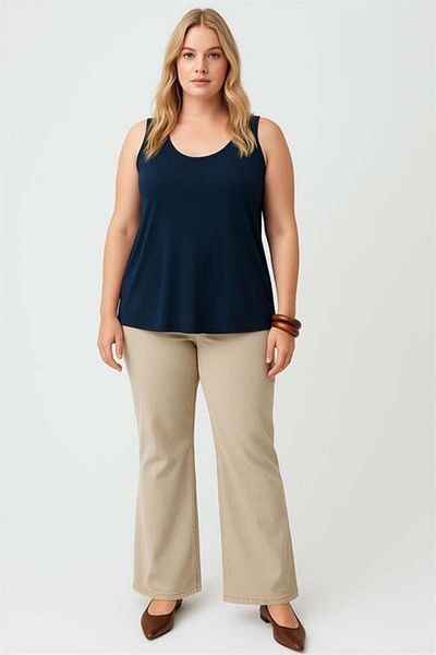 COTENCONCEPT A-Line Plus Size Cotton Thick Strap Tank Top T-Shirt