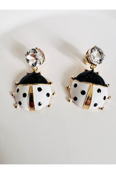 DEVİ fashion Ladybug Zircon Stone Earrings 6 cm