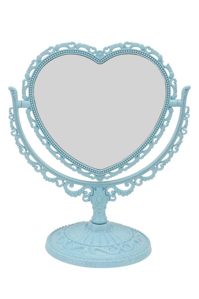 TAKIŞTIR Mavi Renk Kalp Şeklinde Dönebilen Masa Aynası