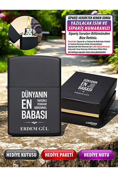 LAZZERS HEDİYELİK Kişiye Özel İsimli Lüks Kutulu En Baba Tasarım Babalar Günü...