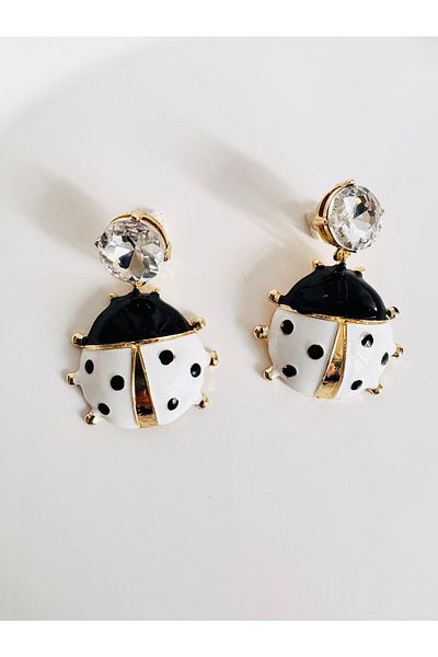 DEVİ fashion Ladybug Zircon Stone Earrings 6 cm