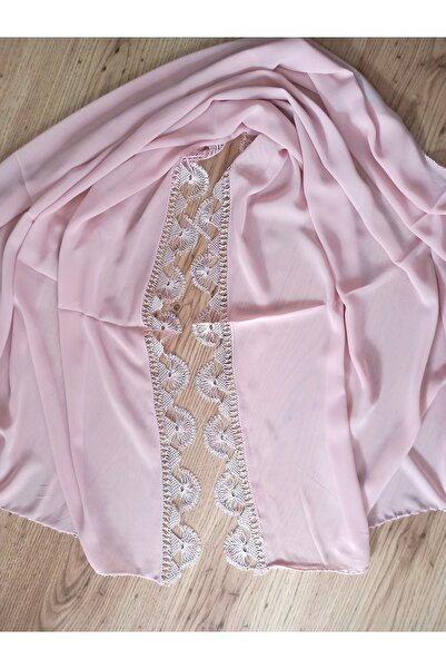 yörük tuhafiye Needlepoint Handcrafted Prayer Hijab, Mevlüt Cover Hijab, Powder Pink Color, Handmade Dowry Needlework
