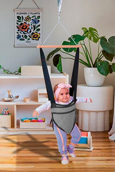 Bundera Bella Gri Bebek Hoppala Zıp Zıp Askılı Yaylı Yürüteç Emniyet Kemerli Tavana Asılan Yaylı Zıpzıp