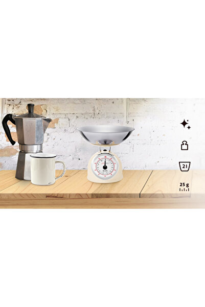 ETA Cantar mecanic de bucatarie Storio 5777 BEJ, 5 kg, precizie 25g, vas 5 L din otel inoxidabil