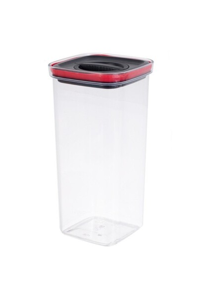 Flippy Food Storage Container, 2000 ml, Transparent with Black Lid, 11.5x11.5x23 cm