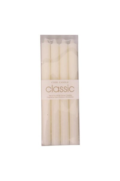 Flippy Set of 4 Table Candles, Odorless & Smoke-Free, Paraffin, 2.2 x 25 cm, White