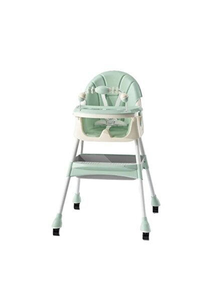 Flippy 2-in-1 High Chair, 6 months–5 years, Adjustable, 5-Point Harness, Tray, Wheels, Green