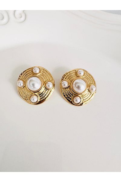 DEVİ fashion Vintage Pearl Earrings 3 cm
