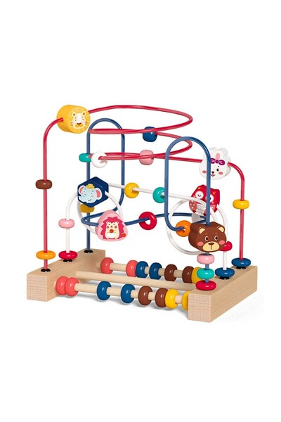 Flippy Дървена играчка Монтесори Флиппи, Моторен лабиринт със сметало и живот...