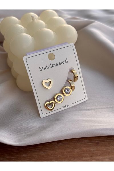 HERCY 316 L Stainless Steel Minimal Earring Set |   Gold Earring Set |   Minimalist Earrings