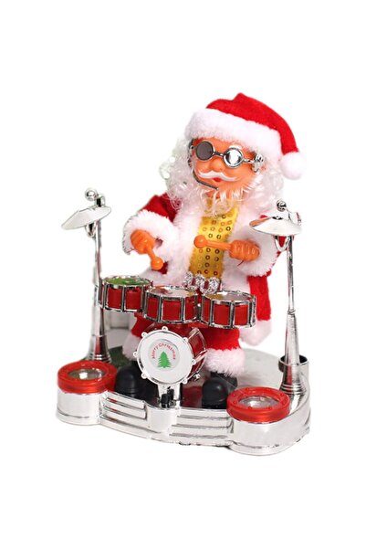 The Hub Decoratiune Mos Craciun, Animat, care Canta si Danseaza, cu Tobe, Imb...