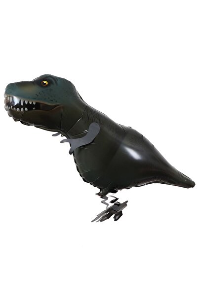 Flippy Metallic Foil Balloon Animated Dinosaur 97x48 cm, Straw Included, Air or Helium, Black