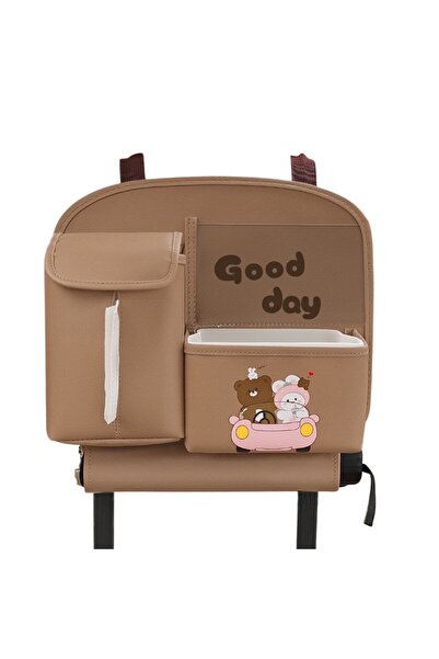 Flippy Multifunctional Storage Bag, Flippy, for the Back Seat of the Car, Good Day Writing, 25x31 cm, Brown