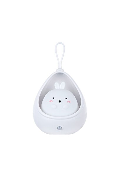 Flippy Lampă de noapte portabilă, silicon non-toxic, reîncărcabilă prin USB, senzor de mișcare, albă, iepuraș