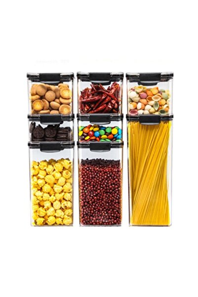 Flippy Set 8 Plastic Containers, Flippy, for Food/Objects, Airtight Closure, Transparent
