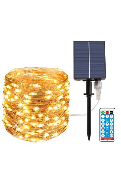OEM Christmas installation, 100 LEDs, 12 meters, for outdoor use with solar charging, white