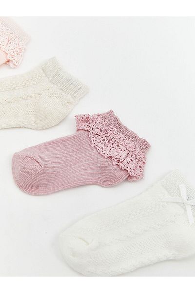 LC Waikiki Embroidered Baby Girl Booties Socks 4 Pcs