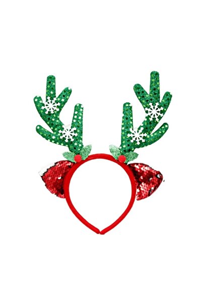 Flippy Coronita Decorativa, Flippy, Tema Craciun, 12x25 cm, Coarne de Reni, Marime Universala, Verde/Rosu