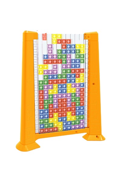 Flippy Tetris Intelligence Puzzle - 70 Multicolor Pieces, 3D Montessori Game (Yellow Frame)