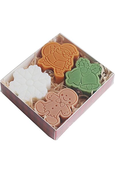 Flippy Set de 4 lumânări parfumate Flippy, temă de Crăciun, parafină, 10,2 x 9,1 x 2,7 cm, multicolore