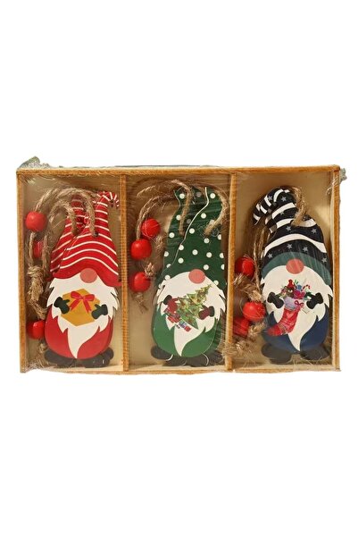 Flippy 9 decorațiuni de Crăciun din lemn, cu șnur rabatabil pentru agățat în brad, multicolore