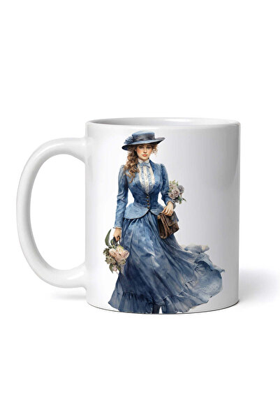 OEM Cană albă personalizată, femeie la modă victoriană cu rochie Isabelle, In...