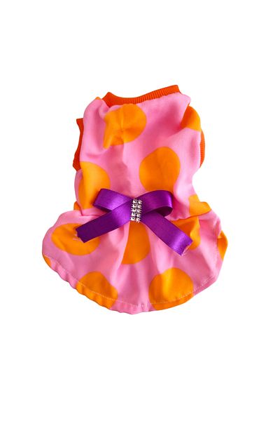 atelyu Cat Dog Suit Pink Polka Dot Summer Suit