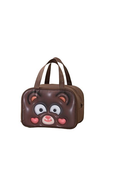 Flippy 3D Cartoon Portable Cooler Bag for Kids Lunch Oxford Cloth 27.5x18x20 cm Bear Pattern Brown