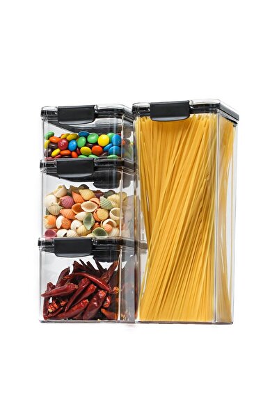 Flippy Set 4 Plastic Containers, Flippy, for Food/Objects, Hermetic Closure, 1 x 460 ml, 2 x 700 ml, 1 x 13