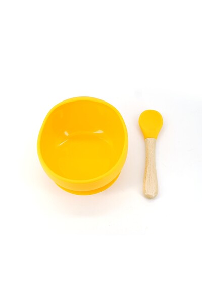 Flippy Set 2 pieces baby and child diversification silicone Flippy, bowl with suction cup, spoon made of wo