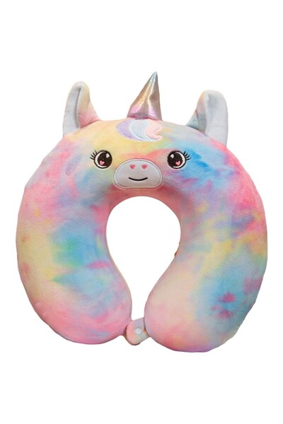 Flippy Μαξιλάρι ταξιδιού σε σχήμα U, Flippy, για τον αυχένα και το κεφάλι, γέμιση αφρού μνήμης, 30x30 cm, πολύχρωμο