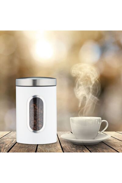 Relaxdays Storage box, cereal, tea, coffee, or pasta, Relaxdays, white, 1.7 l, 17 x 11 cm