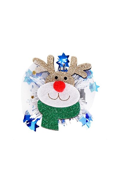 Flippy Agrafă de păr, Flippy, Temă de Crăciun, Model cu reni, Pânză, 8,4 x 8 cm, Multicolor