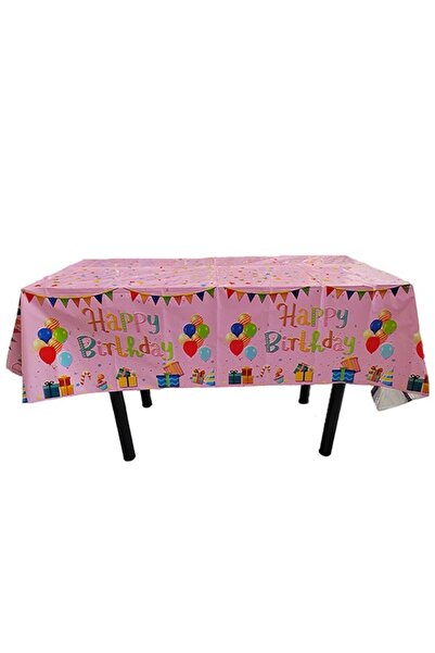 Flippy Tablecloth Flippy, Foil, "Happy Birthday" Print with Balloons, 137 x 274 cm, Pink