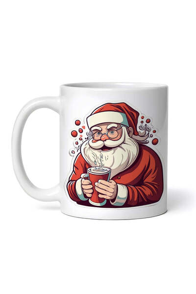 OEM Cană albă personalizată, Moș Crăciun bând ciocolată caldă, INOVATIX®. 330ml
