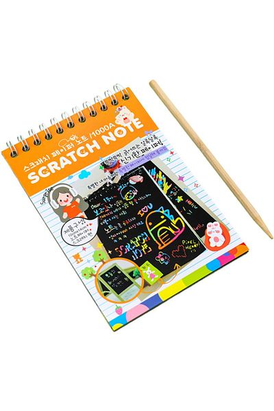 OEM DIY Magic Scratch Scratch Book, 12 Pages, Rainbow, Wooden Pencil, Paper