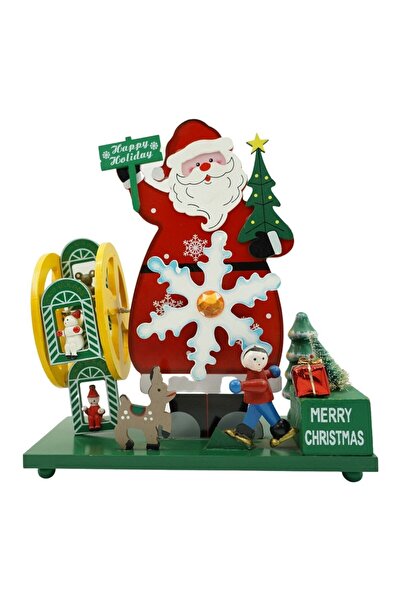 Bibilel Cutie muzicală decorată, Moș Crăciun, multicoloră, din lemn, 21,5 cm ...